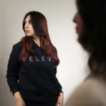 Navy Blue Embroidered Fleece Hoodie