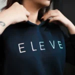 Navy Blue Embroidered Fleece Hoodie