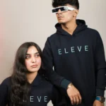 Navy Blue Embroidered Fleece Hoodie